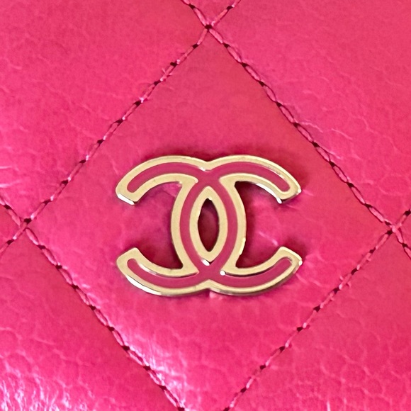 Chanel Bifold Fuchsia / Pink Quilted Caviar Leather Wallet - Picture 15 of 16